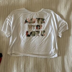 White Graphic T-Shirt with Floral Print